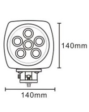 JAG96-0002 Lampa robocza LED, 60W, 10-30V, 6 CREE LEDx10W, SPOT, Kwadratowa JAG JAG96-0002