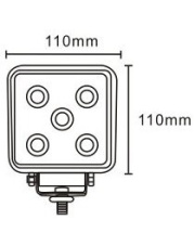 JAG96-0033 Lampa robocza LED, 15W, 10-30V, 5 EPISTAR LEDx3W, SPOT, Kwadratowa JAG96-0033