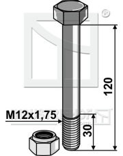 1.30.12120 Śruba z nakrętka mocującą - M12 - 8.8 1.30.12120.97