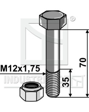 1.30.1270 Śruba z nakrętka mocującą - M12 - 8.8 1.30.1270.97