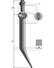 141704-2N Ząb brony polowej ze stali borowej z podsadzeniem o dwóch wypustach w kierunku ruchu pojazdu 141704-2N.97