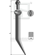 161702-2N Ząb brony polowej ze stali borowej z podsadzeniem owalnym, ułożony w kierunku jazdy 161702-2N.97