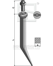 161802-0 Ząb brony polowej ze stali borowej z podsadzeniem owalnym, ułożony poprzecznie do kierunku jazdy 161802-0.97