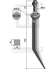 161804A-0 Ząb brony polowej ze stali borowej z podsadzeniem owalnym, ułożony poprzecznie do kierunku jazdy 161804A-0.97