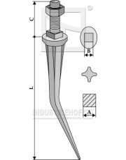 1618062 Ząb brony polowej ze stali borowej o przekroju gwiazdy i końcówce stożkowej o twardości naturalnej 1618062.97