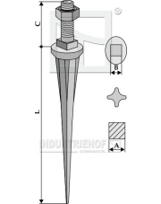 1618071 Ząb brony polowej prosty o przekroju gwiazdy i końcówce stożkowej, utwardzony 1618071.97