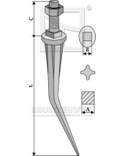 1819072 Ząb brony polowej wygięty o przekroju gwiazdy i końcówce stożkowej, utwardzony 1819072.97