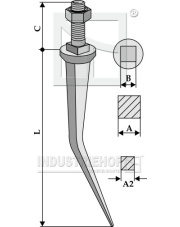 20161802R Ząb brony polowej ze stali borowej o końcówce stożkowej, model RAU 20161802R.97