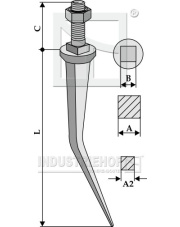 20162201R Ząb brony polowej ze stali borowej o końcówce stożkowej, model RAU 20162201R.97
