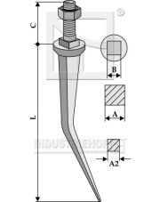 20162202R Ząb brony polowej ze stali borowej o końcówce stożkowej, model RAU 20162202R.97