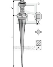 2020061 Ząb brony polowej prosty ze stali borowej o przekroju gwiazdy i końcówce stożkowej o twardości naturalnej 2020061.97