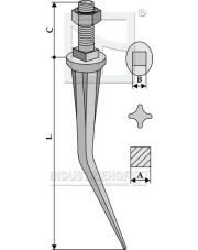 2020062 Ząb brony polowej wygięty ze stali borowej o przekroju gwiazdy i końcówce stożkowej o twardości naturalnej 2020062.97