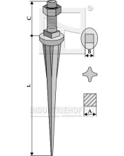 2020071 Ząb brony polowej prosty o przekroju gwiazdy i końcówce stożkowej, utwardzony 2020071.97