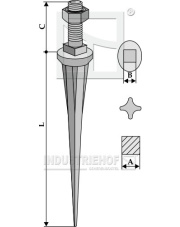 2022061 Ząb brony polowej prosty ze stali borowej o przekroju gwiazdy i końcówce stożkowej o twardości naturalnej 2022061.97