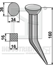 31-16160 Ząb brony do przyspawania z kołnierzem 31-16160.97