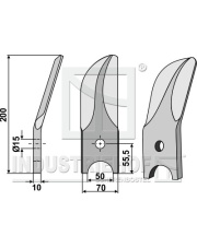 31-22DR Nóż łopatkowy podzielony ze stali borowej, prawy 31-22DR.97