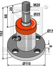 31-880510 Piasta talerza z wałem O25 i z gwintem M20 31-880510.97