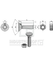 1030NA Śruba płużna M10 x 1,5 x 30 z nakrętką sześciokątną 1030NA.97