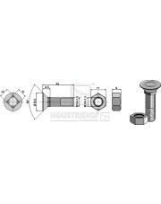 1045LE Śruba płużna M10x1,5x45 z nakrętką sześciokątną 1045LE.97