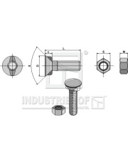 1235KHU Śruba płużna M12x1,75x35 z nakrętką sześciokątną 1235KHU.97