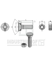 Śruba płużna stożkowa z nakrętką M12X35, 10.9 INDUSTRIEHOf 1235KV.97