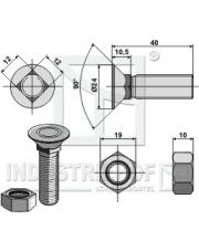 1240810 Śruba płużna DIN 608 M12x1,75x40 z nakrętką sześciokątną 1240810.97