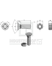 1240GB Śruba  płużna M12x1,25x40 z nakrętką sześciokątną 1240GB.97