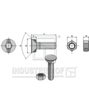 1240N Śruba  płużna M12 x 1,75 x 40 z nakrętką sześciokątną 1240N.97