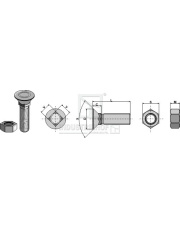 1265812 Śruba płużna DIN 608 z nakrętką sześciokątną 1265812.97