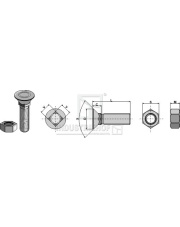 1270812 Śruba płużna DIN 608 z nakrętką sześciokątną 1270812.97