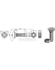 1275VLE Śruba płużna M12x1,75x75 z nakrętką sześciokątną 1275VLE.97