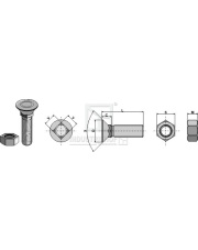 1280812 Śruba płużna DIN 608 z nakrętką sześciokątną 1280812.97