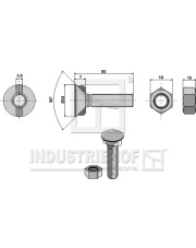 12851410 Śruba płużna DIN 11014 M12 x 1,75 x 85 z nakrętką sześciokątną 12851410.97