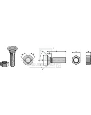 1290812 Śruba płużna DIN 608 z nakrętką sześciokątną 1290812.97