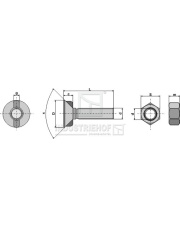16401410 Śruba płużna DIN 11014 M16 x 2 x 40 z nakrętką sześciokątną 16401410.97