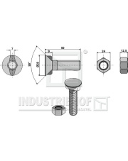 1650HU Śruba płużna M16 x 2 x 50 z nakrętką sześciokątną 1650HU.97