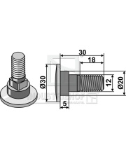 80-3008 Śruba do kosiarki rotacyjnej - M12x1,75 - 10.9 80-3008.97