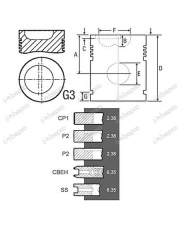 3640442M91 Tłok + pierścienie 3640442M91.01