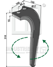8404.50.02 Ząb brony aktywnej lewy INDUSTRIEHOF 8404.50.02.02