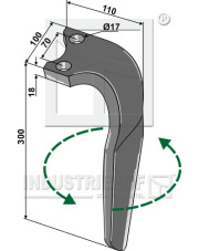 RH-95-DEL Ząb brony aktywnej, lewy INDUSTRIEHOF RH-95-DEL.97