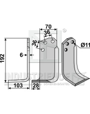 AGR-03L Nóż glebogryzarki, lewy AGR-03L.97