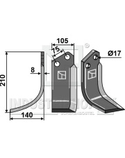 ALP-16L Nóż glebogryzarki, lewy ALP-16L.97