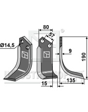 ALP-38R Nóż glebogryzarki, prawy ALP-38R.97