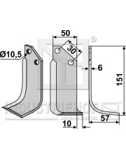 BAD-36R Nóż glebogryzarki, prawy BAD-36R.97