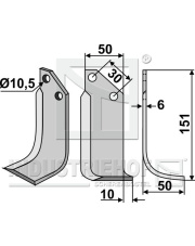 BAD-40R Nóż glebogryzarki, prawy BAD-40R.97