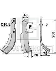 BAR-01R Nóż glebogryzarki, prawy BAR-01R.97