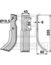 BEN-30R Nóż glebogryzarki, prawy BEN-30R.97