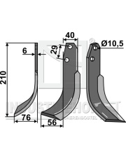 BER-23L Nóż glebogryzarki, lewy BER-23L.97