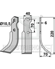 BRU-10R Nóż glebogryzarki, prawy BRU-10R.97