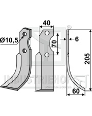 BRU-14R Nóż glebogryzarki, prawy BRU-14R.97